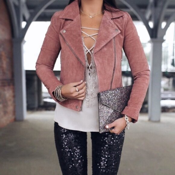 💕BLANKNYC💕 Suede Moto Jacket ~ Coral Cedar - Picture 3 of 16